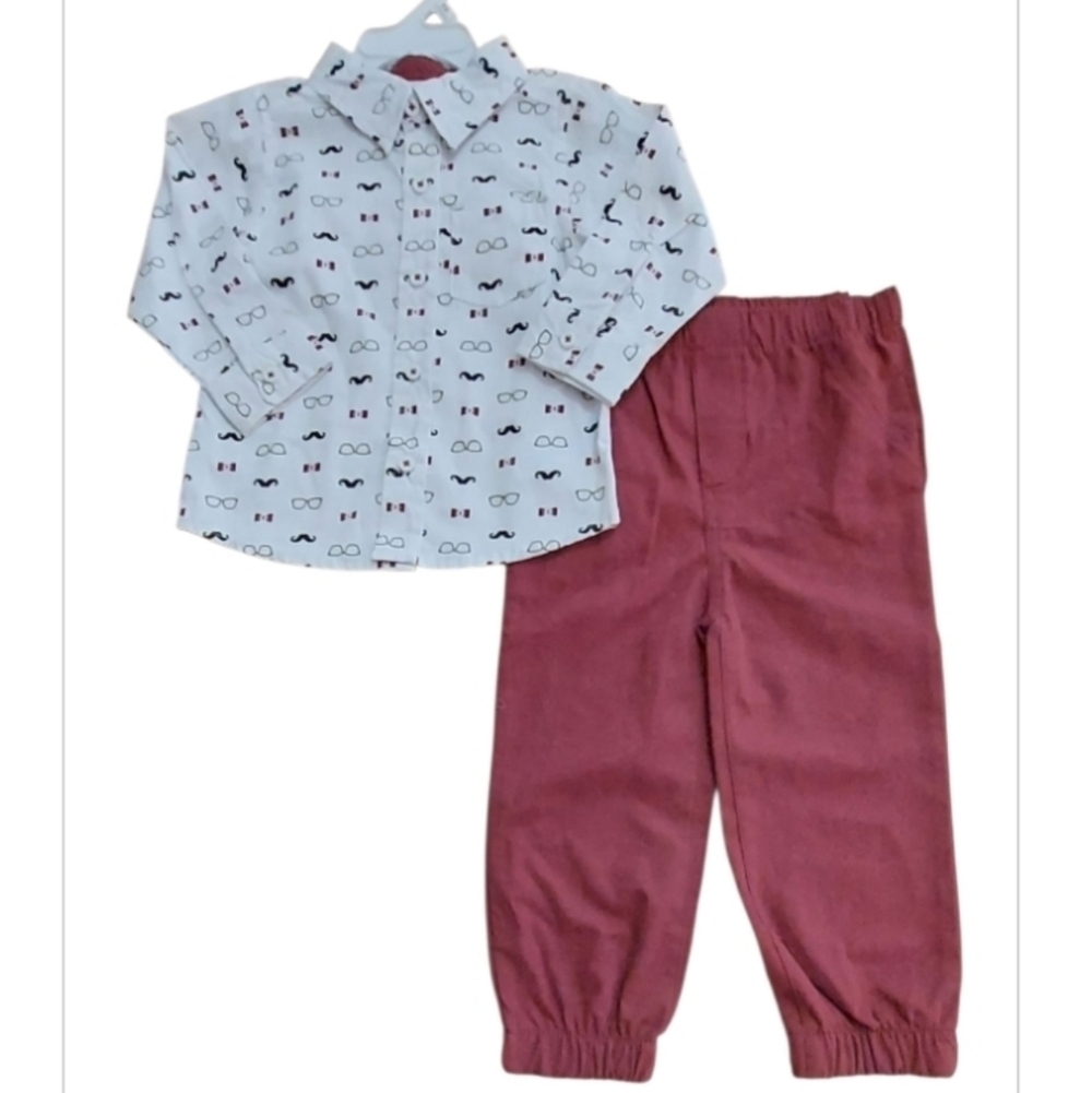 NWT Bon Bebe 2 Pc Mr. Mustache Shirt & Pant Set ~sz 18M